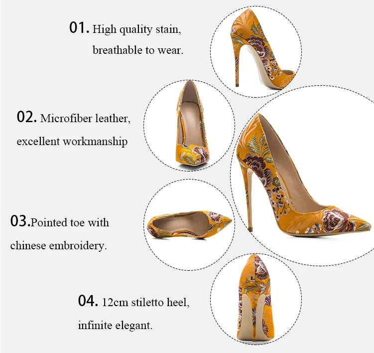Womens Chinese Embroidery Handmade Pointed Toe Stiletto High Heels Party Shoes 