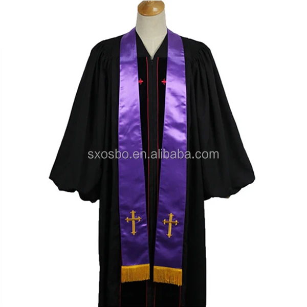 

Wholesale custom clergy choir robes with church stole, Black or as per request