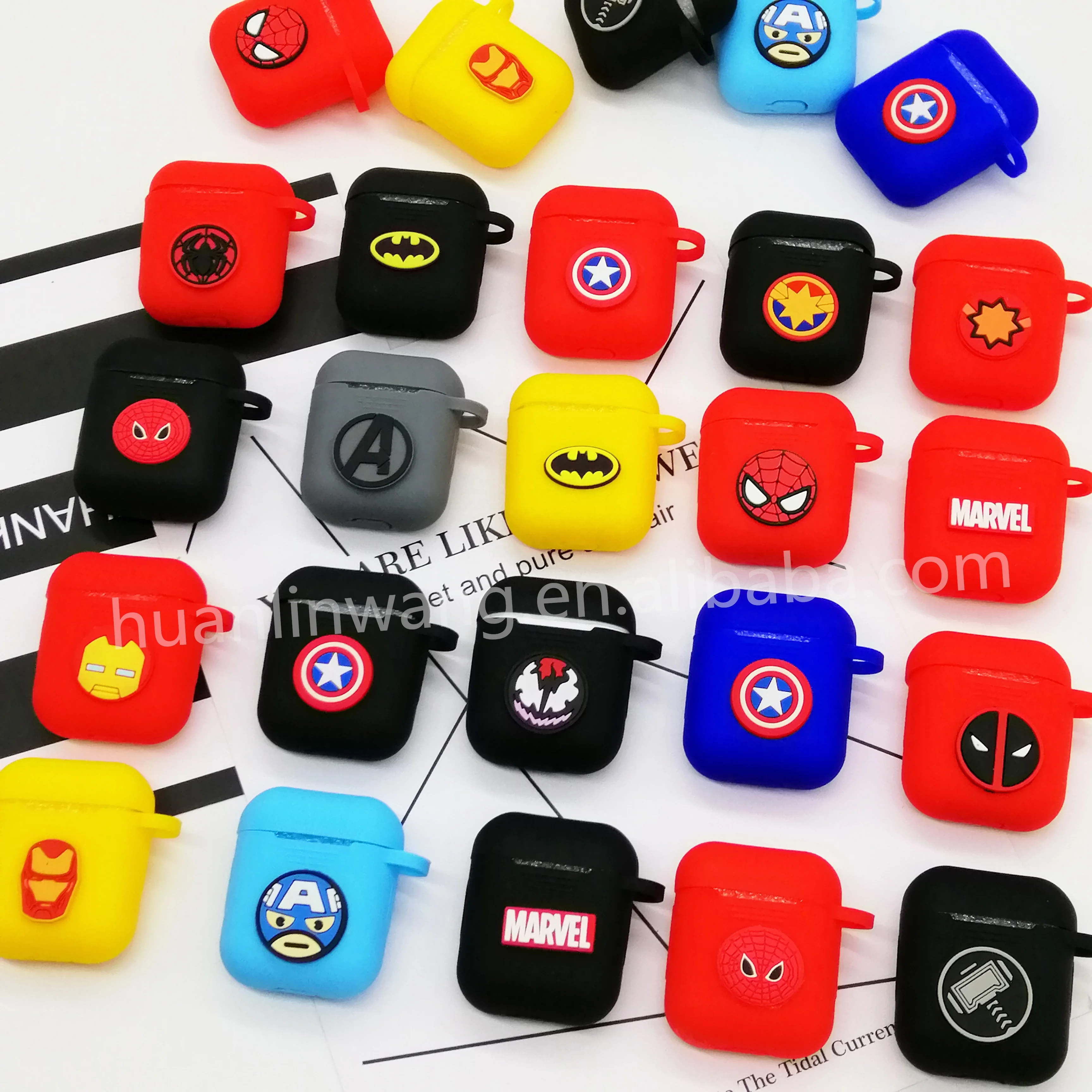 2019 Soft Silicone Earphone Case super hero earphone cover cases for airpods