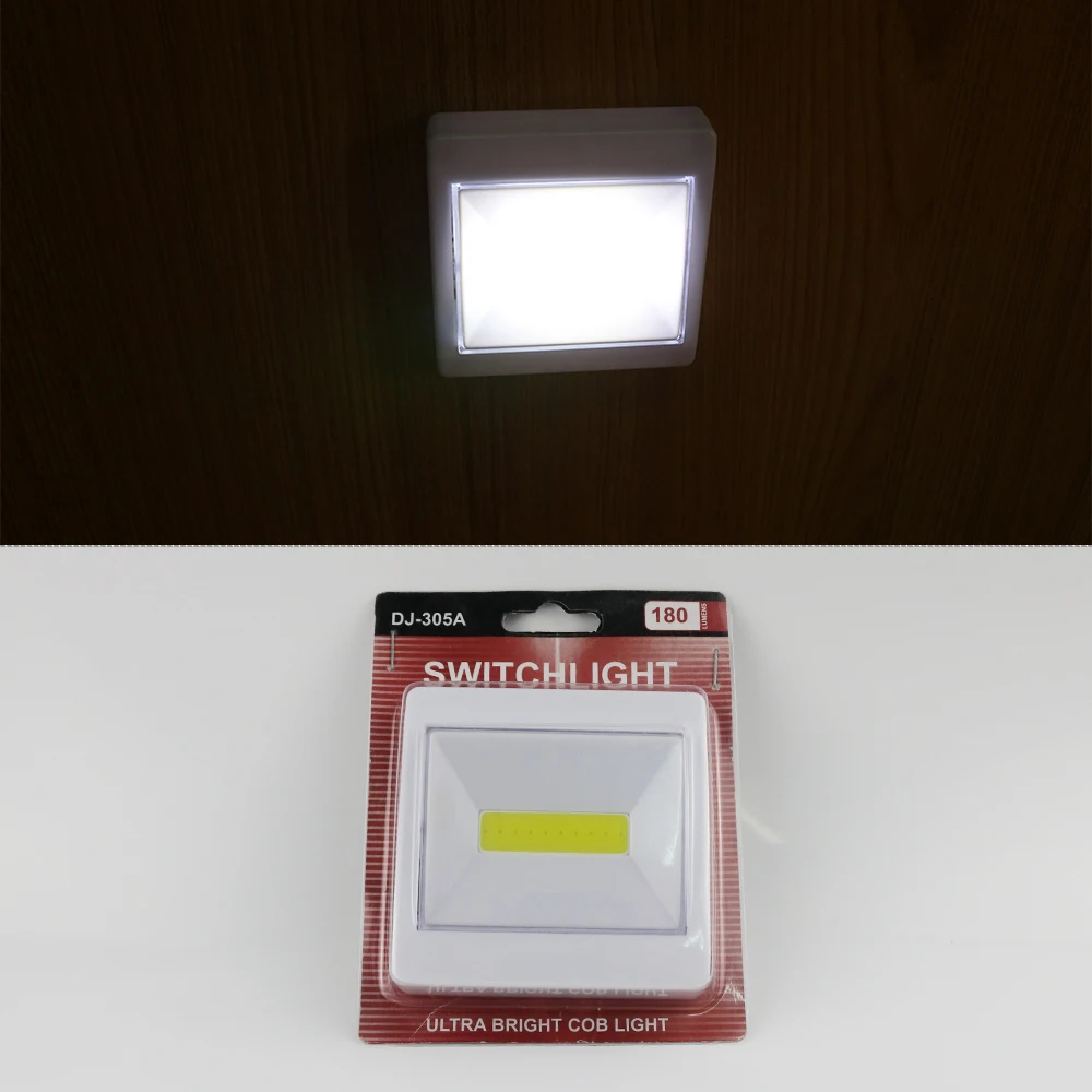 Mini Bright Led Night Wall Light Cob Battery Operated Cordless Switch Tap Light For Indoor Closet Emergency Light supplier