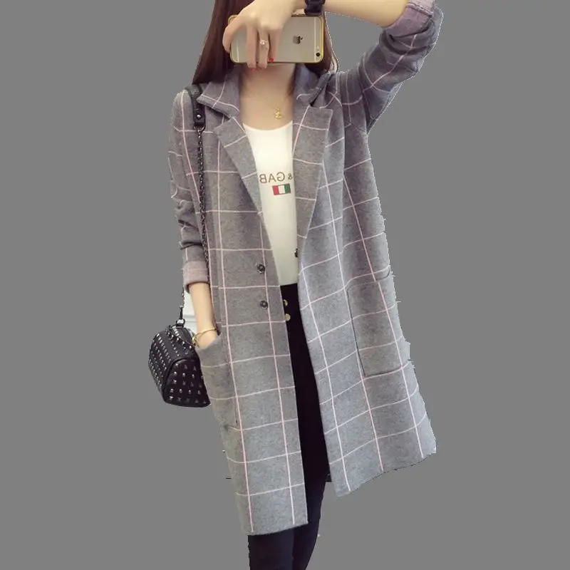 Women Medium long Sweater Coat 2016 Autumn font b Winter b font New Female Cardigan Jacket