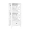 NO.4453 Home Modern X- Frame Freestanding Floor 3-Shelf Bathroom Storage Tower with Single Drawers