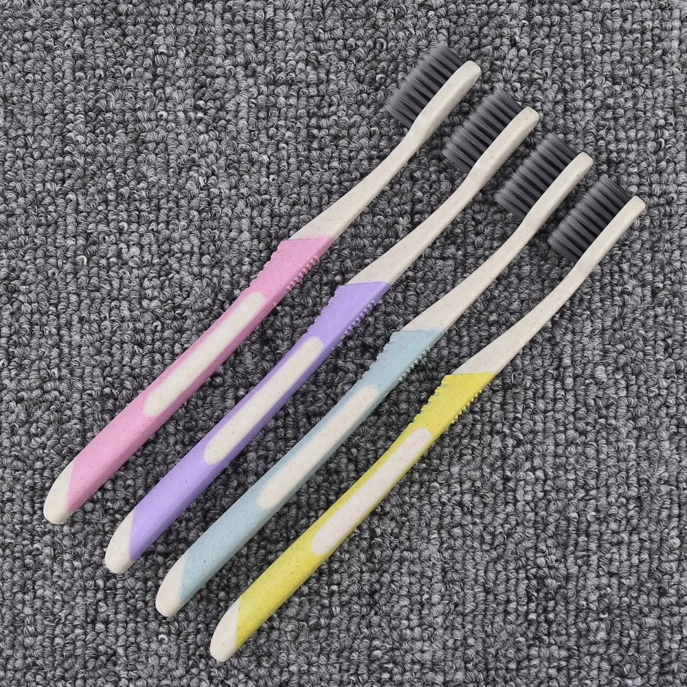 
Dental Care Biopolymer Toothbrush With Charcoal Filaments Wheat Fiber Tooth Brush 