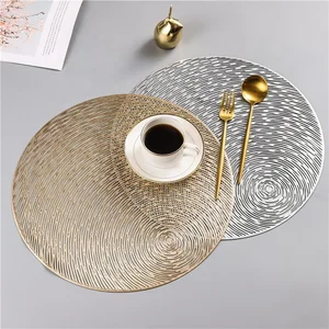Image of China New Custom Nonslip Heat Insulation Place Mats Soft Vinyl Silver Woven Table Placemats PVC Plastic Coaster for Dining Table