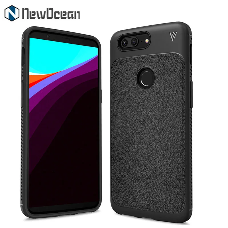 

New design good quality Litchi Leather pattern TPU Flexible Silicone case phone cover for OnePlus 5T case