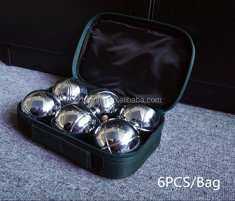 Metal Petanque With 73mm Silver Balls French Bocce Ball Set Grass Ball