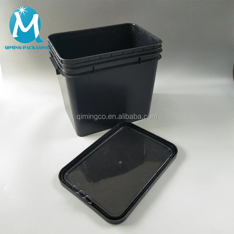 Food Grade 5 Gallon Square Black Plastic Bucket With Lid Buy Square
