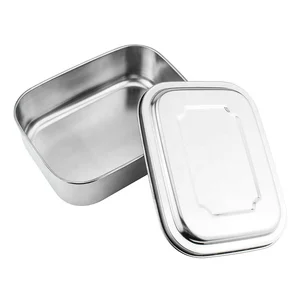 Image of 1 2 3 Layered Holds Reusable Stainless Metal Food Container Kids or Adults Leakproof Sandwich Bento Stainless Steel Lunch Box