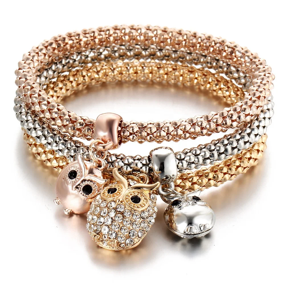 

Shihan SH2019 Fashion New Gold Charm Bracelet Designs pop corn chain 3 pieces set Bracelet