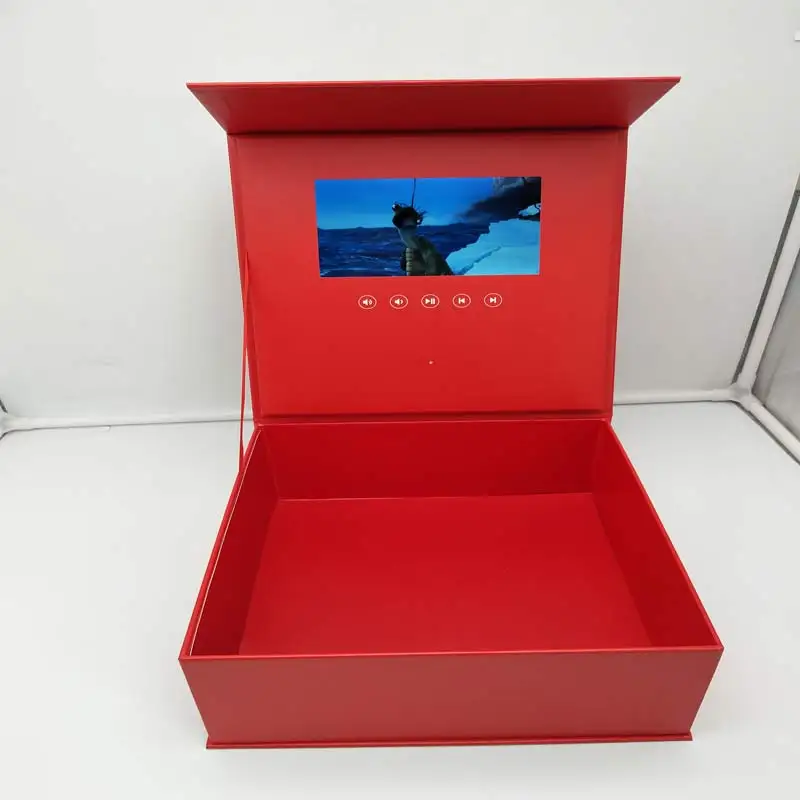Black Video Brochure Box 7 Inch Lcd Screen Present Gift Flower Video