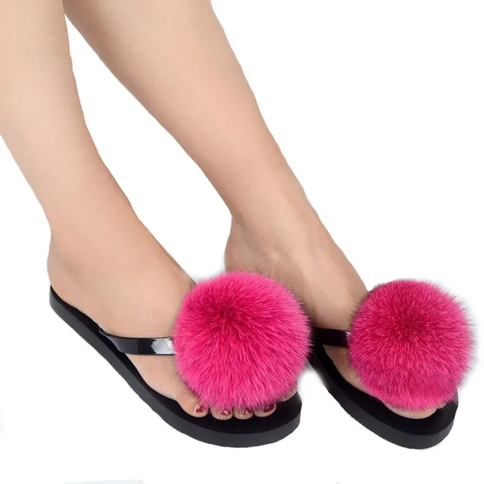 furry flip flop sandals