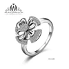 925 Sterling Silver Clover Revolving Ring with CZ