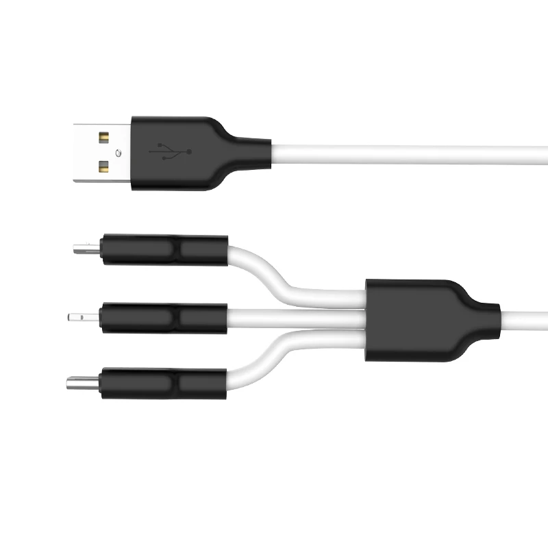 

HOCO X21 Silicone braid 3 in 1 fast charging cable for Apple Lightn / Micro USB / Type C aka USB-C, 2 colors