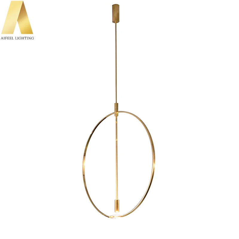 
New decorative iron cage light gold color luxury circle ring pendant light for corridor 
