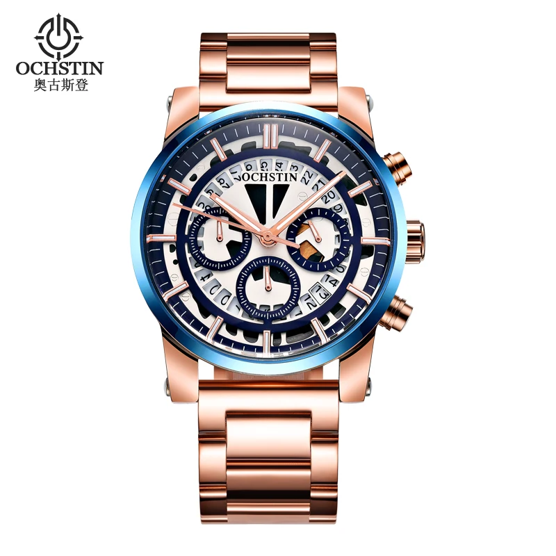 

OCHSTIN 6110B Men Quartz Movt Wristwatch Gold Steel Watch With High Quality, 3 colors for you choose