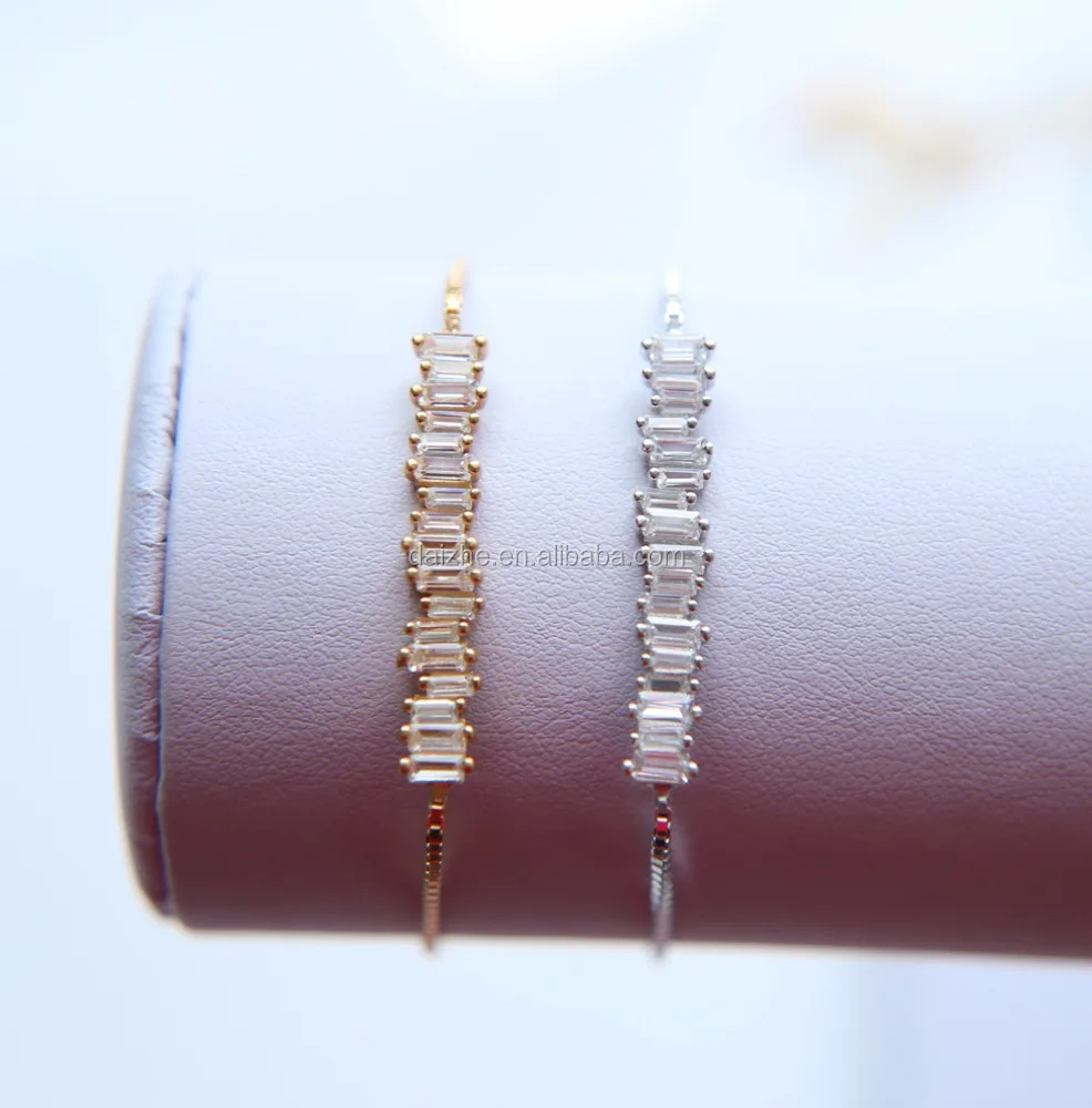 

2021 rubber adjust box chain new princess cut zirconia nice women silver bracelet