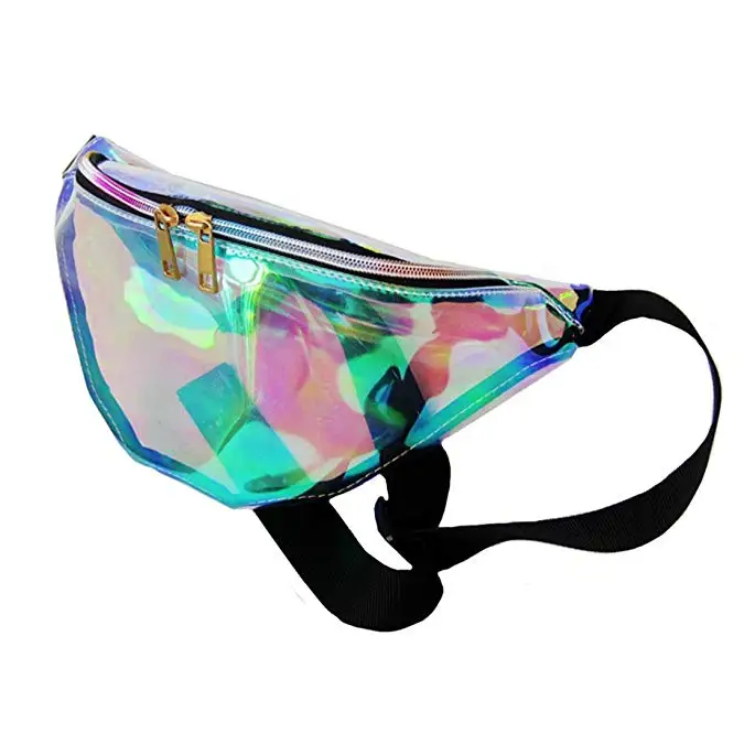 

Laser holographic fanny pack for girls,shiny holographic fanny pack waist bag bum belt,beach pvc holographic fanny pack custom