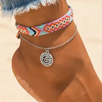 

Fashion Weave Anklets For Women New Handmade Cotton Anklet Bracelets Female Beach Foot Jewelry Gifts 2 PCS/Set N95246