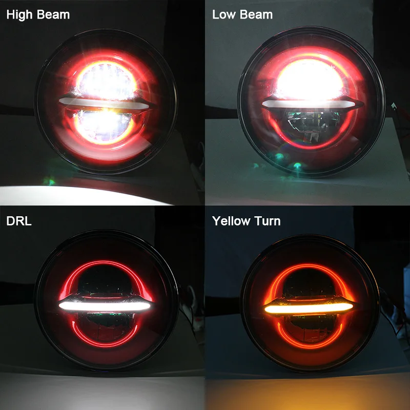 7" Inch LED Headlight Hi/Lo Beam DRL Amber Turn Signal Kit For Jeep Wrangler JK TJ CJ LJ Motorcycle