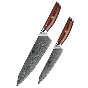Image of 2 pcs professional Japanese Damascus steel kitchen knife set