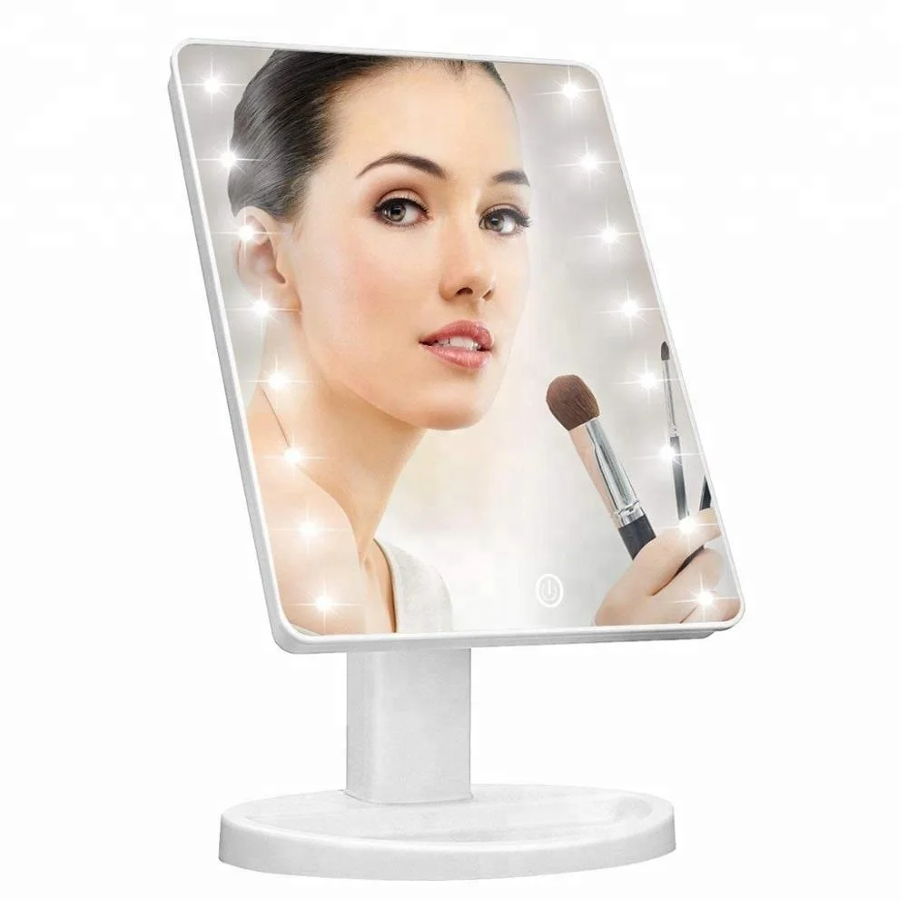 

Beauty Product Makeup mirror with 16 led lights table top fanci led lighted travel makeup mirror, Black ,white,pink;rose gold,gold,support customize color