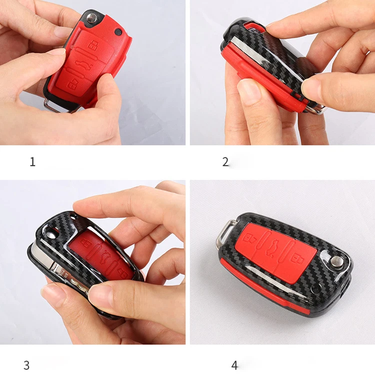 Carbon Fiber Fold Key Fob Case Shell Cover For Audi A1 A3 A4 A6 Tt Tts