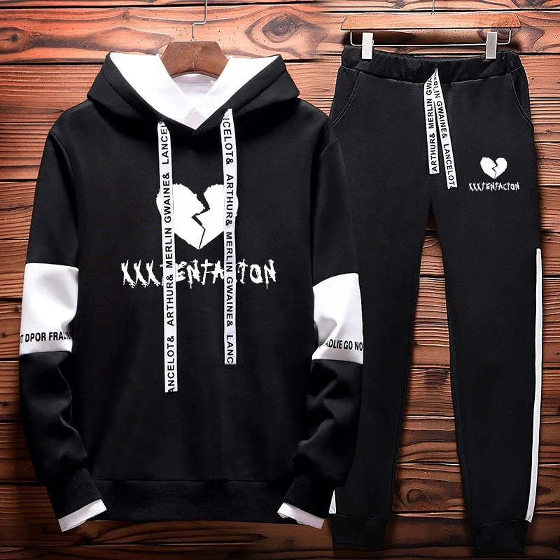

Xxxtentacion hoodies and pants high quality color block custom logo hoodies, Customized color