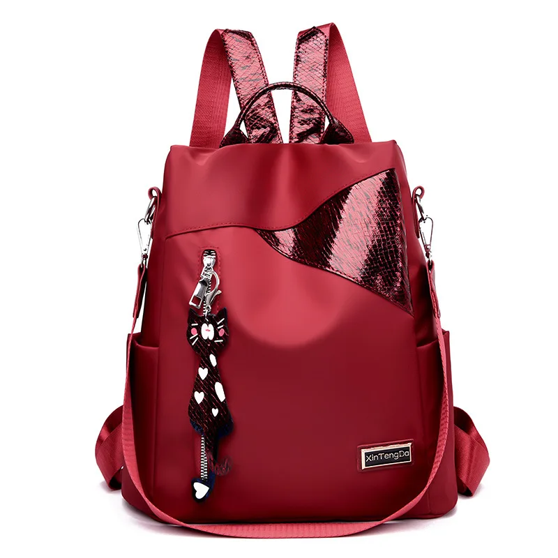 

Wholesale fashion custom print women casual plain simple teen school high end backpacks, 2 colors