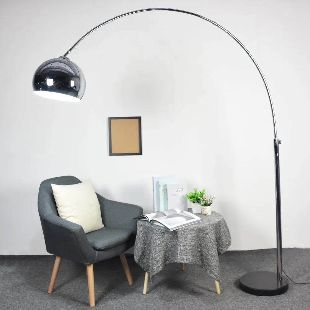 Copper Arch Floor Lamp Lighting Fishing Metal Marble Base Floor Lamp