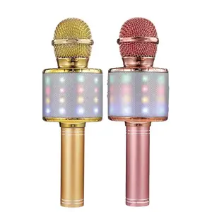 Wireless Handheld Microphone LED Light Karaoke & Recording