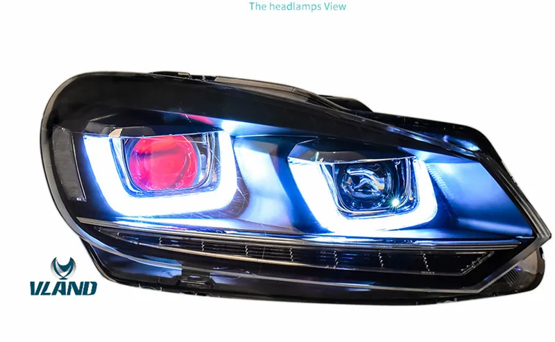 VLAND manufacturer for Car Headlight for Golf 6 LED Head light for 2010 2011-2014 for Golf 6 Head lamp with moving turn signal