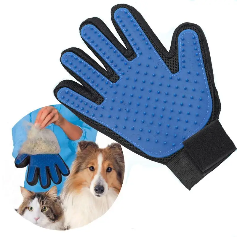 Flexible Dog Grooming Glove With Soft Rubber Tips For Pets Hair