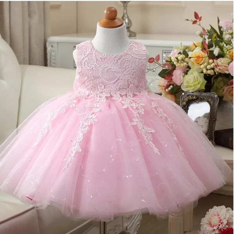 

The First Communion Kids Baptism Dress Baby Girl Wedding Party Dress Children Frock Design L-116