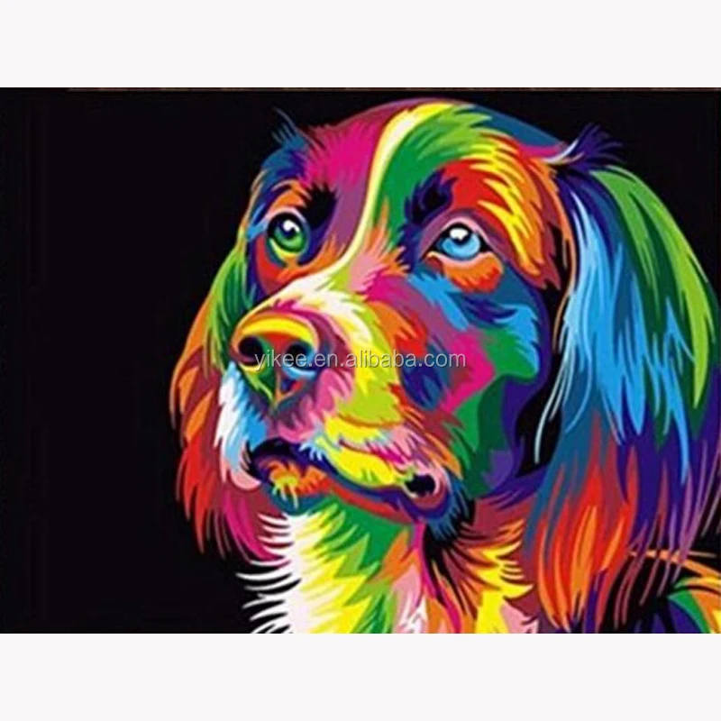 Animal Dog Head Oil Painting Bright Colored By Animal Dog Head Oil Painting Bright