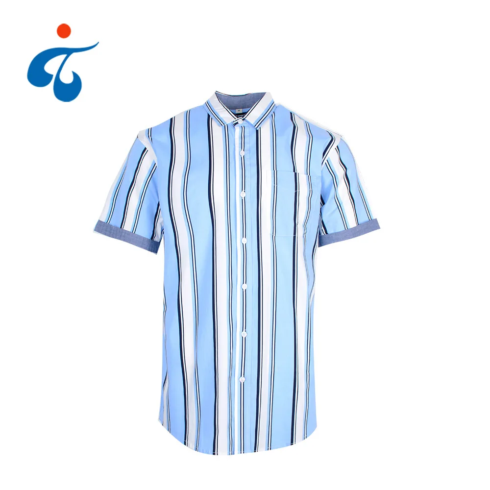 

Factory direct custom fancy short sleeve multi white and blue stripe stylish shirts men, N/a