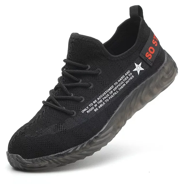 

10 Years Factory Summer Breathable Sport Brand Industrial Footwear WORK Woodland Shoes Men Safety Shoes, Black