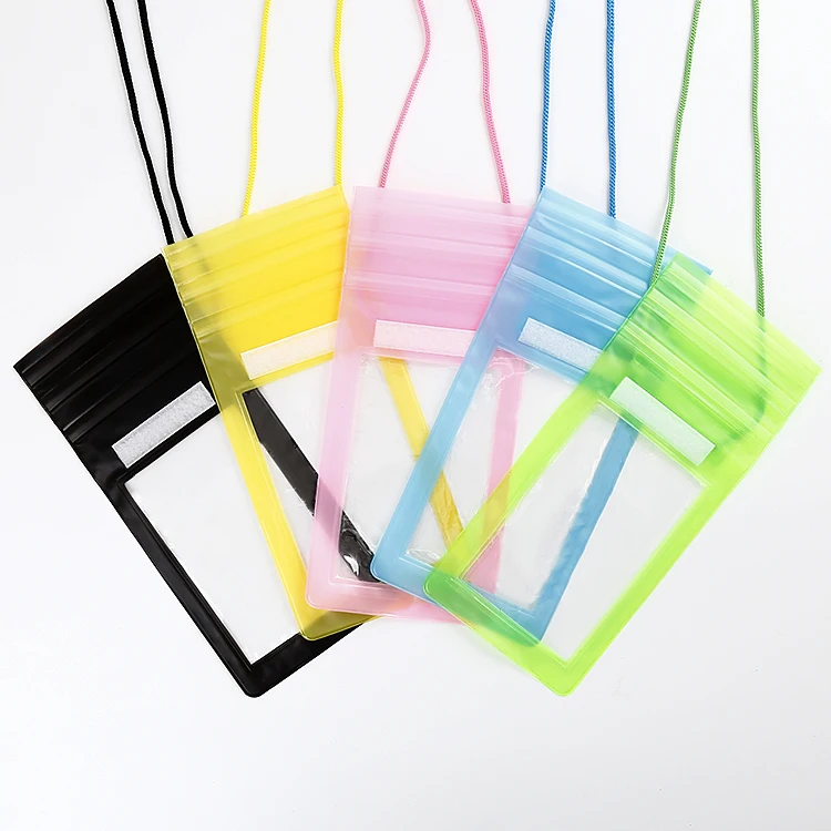 

black Pink Green White Yellow blue clear pvc waterproof mobile phone carry bag, Black;white;yellow;green;blue;pink