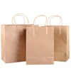 Custom eco-friendly cheap brown kraft paper bakery bread packaging bags with flat handles
