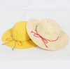 Girls Twisted Paper Hand Woven Sun Hat with Cords and Colorful Beads Decoration