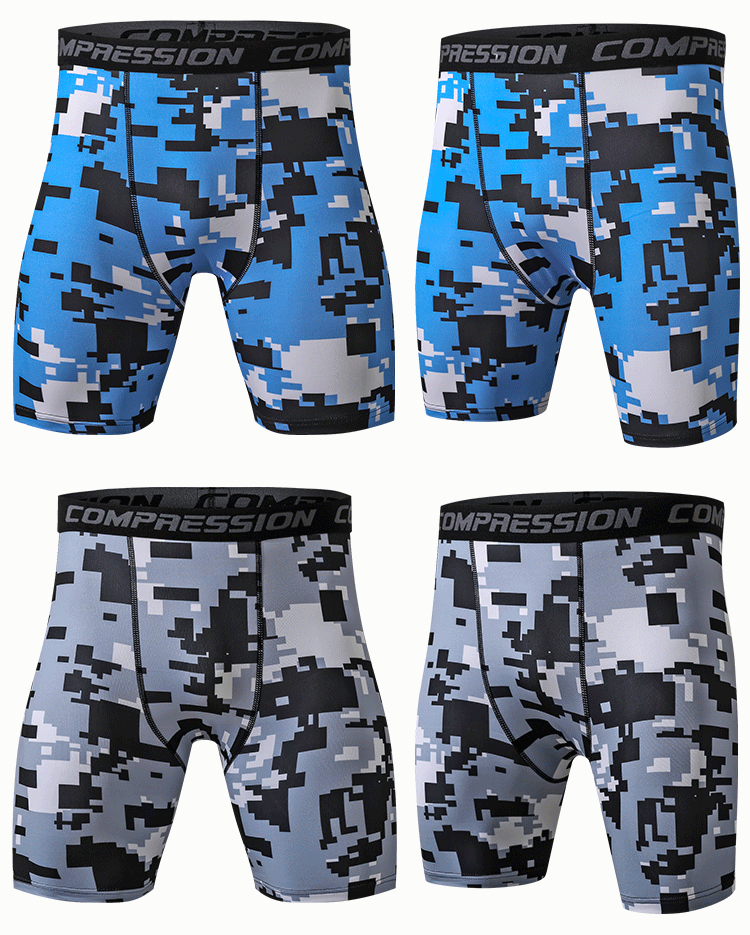 Men's Sublimation Printing Compression Shorts Camouflage Gym Fitness ...