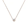 Wholesale Fashion Rose Gold Plated 316L Stainless Steel 1 Carat Round Diamond Chain Necklace For Women Jewelry