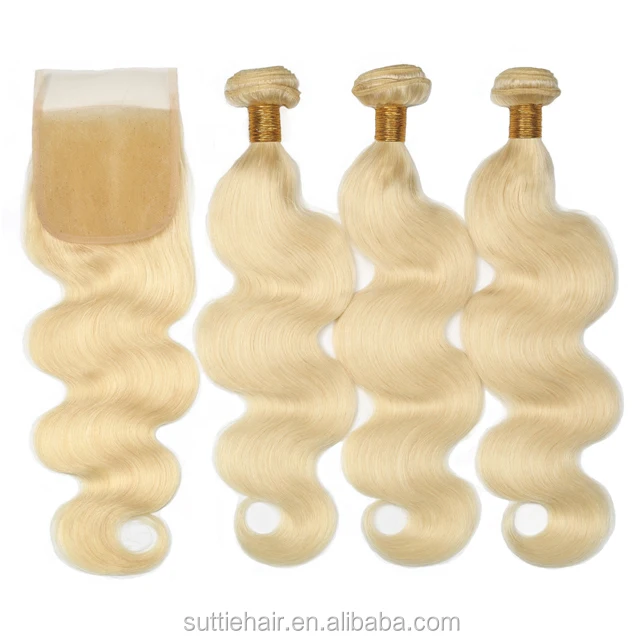 
Hair Virgin Body Wave Human Blond Blonde Extension Brazilian Wholesale 613 Bundles With Closure 