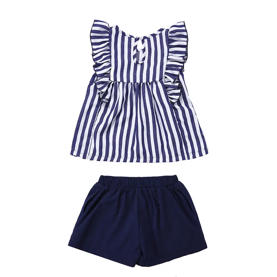Kapu Cute Cotton Newborn Baby Girl Summer Short Sets Clothes Stripe
