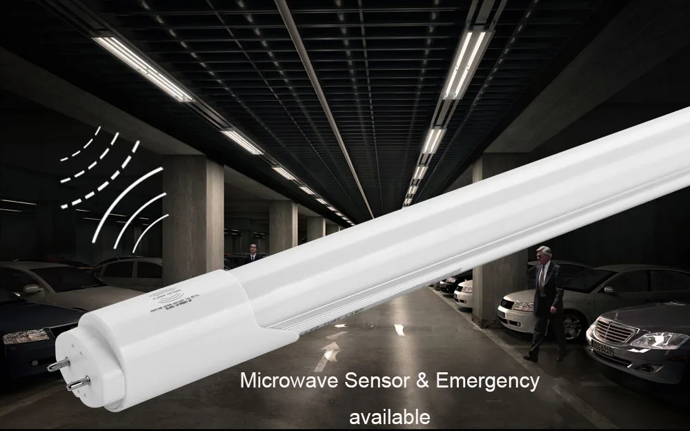 Microwave Motion Sensor and Emergency T8 LED Tube Light with Battery Backup