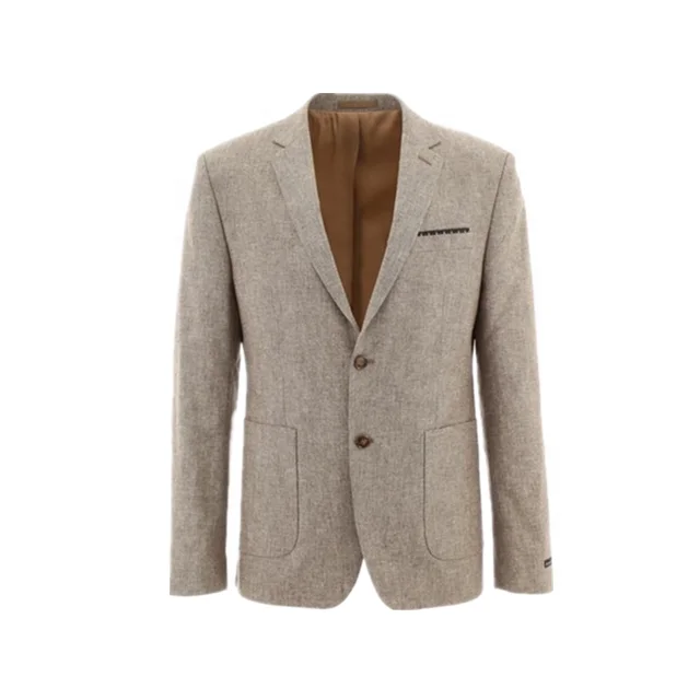 

Anti-shrink Single Breasted Fashion New Mens linen with lining Blazer, Brown