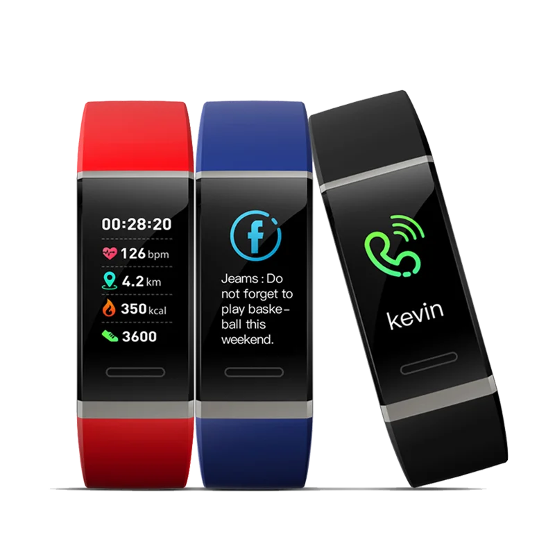 

FITUP v11 Color display nrf52832 sport fitness tracker Heart rate Blood pressure monitoring waterproof smart bracelet, Red;black;blue