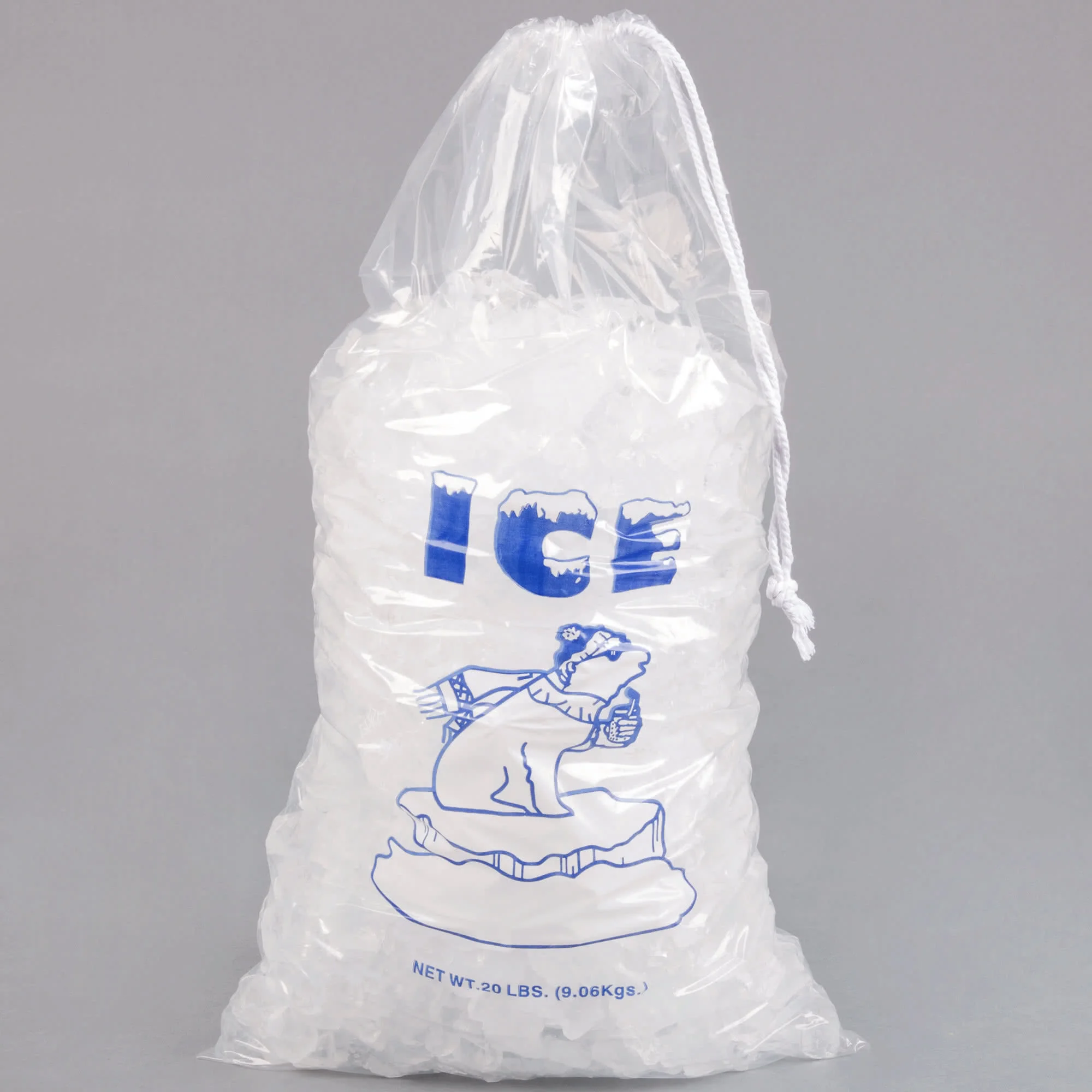 Amazon Hot Selling 8/10/20 Lb Plastic Heavy Duty Drawstring Ice Bags