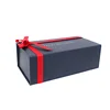 Custom Luxury Printed Logo Foldable Corrugated Paper Flower Box With Red Silk Ribbon For Gifts