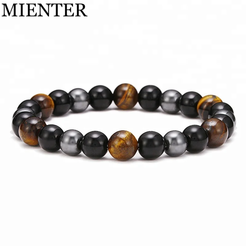 

2018 Fashion Jewelry women 8mm magnetic hematite natural Tiger eye Agate stone Beads charm Bracelet men, Picture