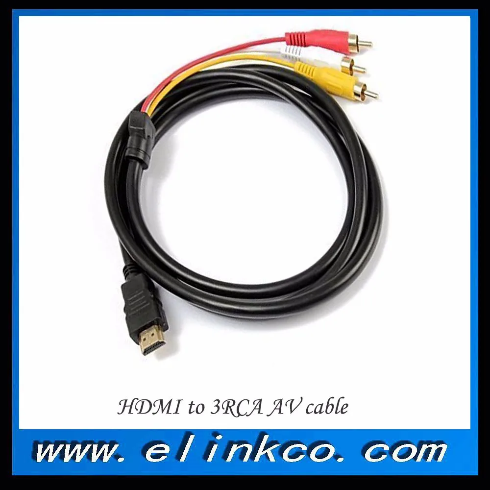 HDMI To RCA Cable, 1080P 5ft/1.5m HDMI Male To 3-RCA Video Audio AV Cable Connector Adapter Transmitter For TV